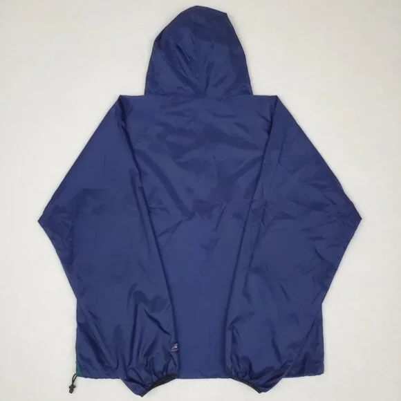 HELLY HANSEN Mens Size M Navy Blue Vintage Hooded Poncho Rain Jacket Windbreaker - Picture 7 of 9